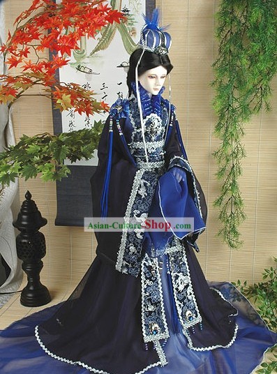 Chinese Ancient Palace Emperor Costume and Hat Complete Set