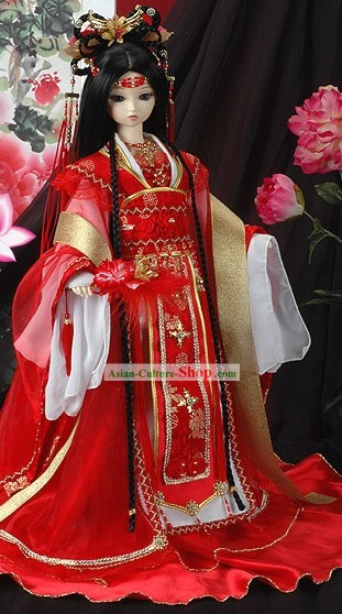 Chinese Classical Lucky Red Princess Wedding Costumes Complete Set for Women