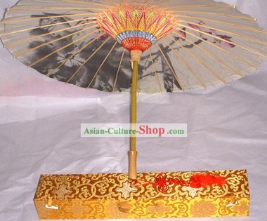 Mão chinesa Painted Plum Blossom e Umbrella Aves