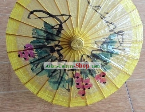 Small Hand Made and Painted Yellow Dance Umbrella
