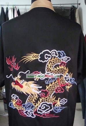 Chinese Professional Sifu Embroidered Dragon Tai Chi Uniform