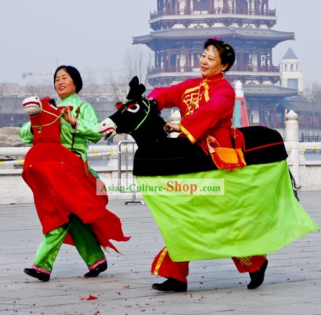 Tradicional desfile de celebración china en coche de caballos Costume Juego completo