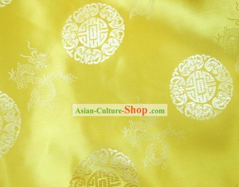 Chinese Gold Dragon Brocade Fabric