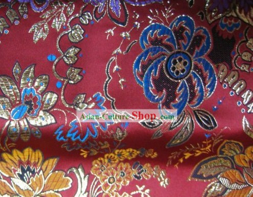 Tecido de seda chinesa com flores douradas