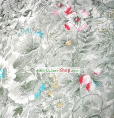 Tradicional China de tela de flores de seda pura