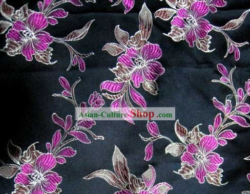 Tissu traditionnel chinois fleurs de soie