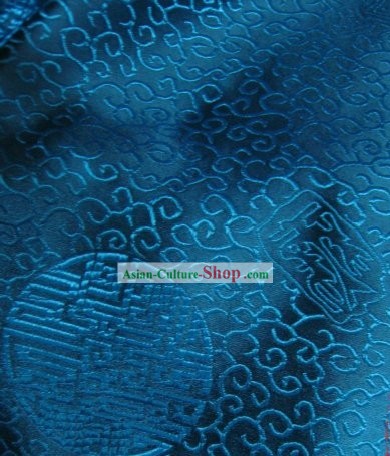 Tissu traditionnel en soie bleu des veines