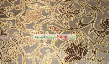 Brown Silk Fabric with Floral Pattern