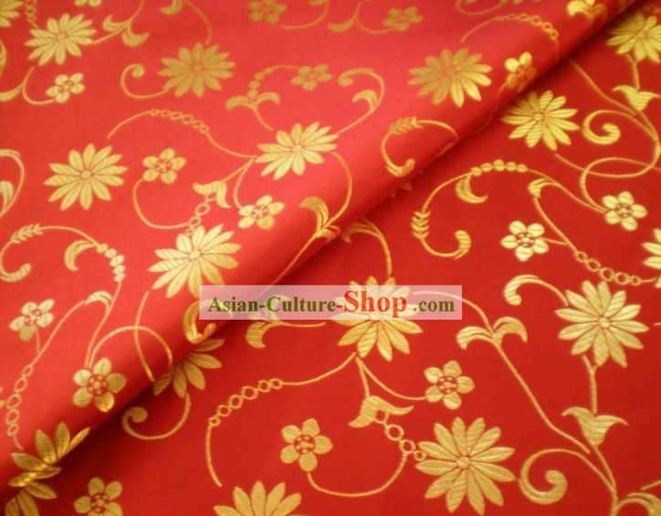 Golden Flower Brocade Fabric