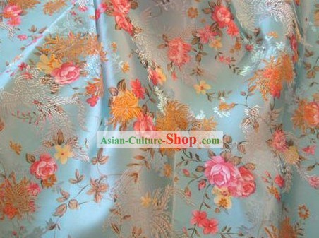 Голубой Цветок Феникс Brocade Fabric