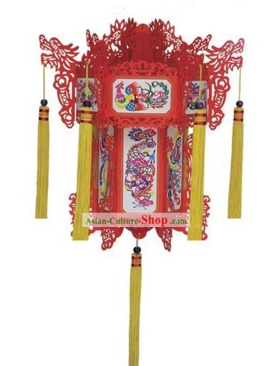24 pulgadas de gran fénix chino Papercut Ornamento Linterna Palacio
