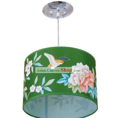 Seda pintado a mano chino Lantern/Linterna Palacio de las Flores y Aves