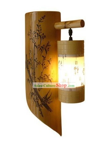 Mão chinesa Painted Plum Blossom Bamboo parede Lantern