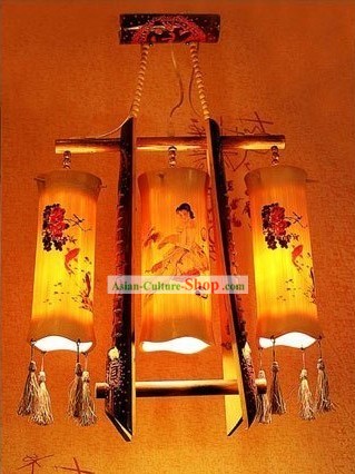 Mão chinês fez Lanternas teto de bambu Set