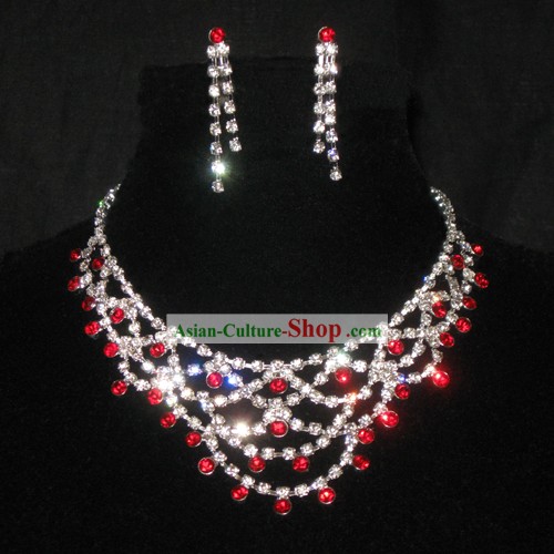 Necklace and Earrings Chinese Wedding Jewelry Set for Bride