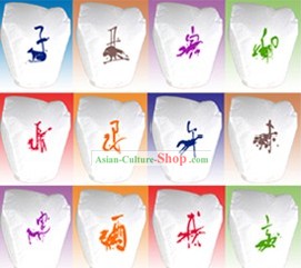 Chinese 12 Symbolic Animais Kong Ming Lanternas 12 Set Pieces