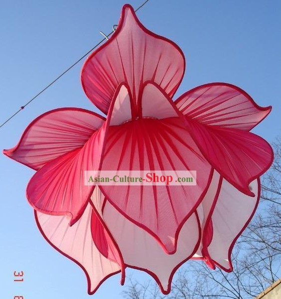 Large Red Silk Lotus Decke Lantern