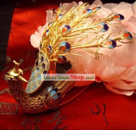 Chinês Tang Princesa headpiece Peacock Set