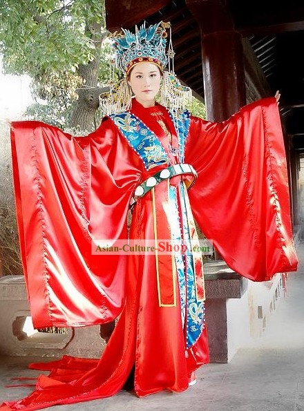 最高裁中国の伝統的な結婚式のドレスと鳳凰婚ヘッドピースコンプリートセット