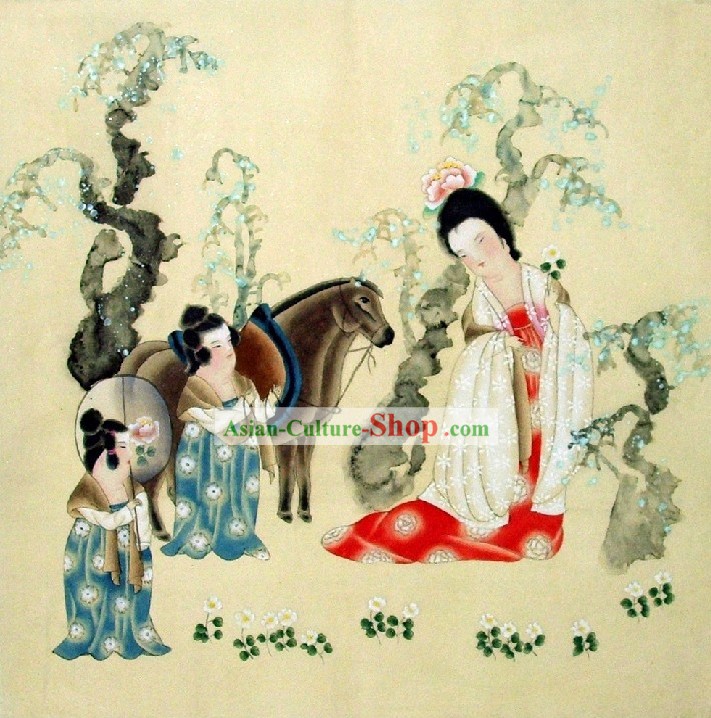 Pintura Lady tradicional chinês antigo por Qin Shaoping
