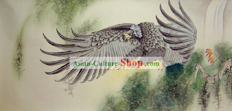 Traditional Chinese Eagle Painting by He Lin
