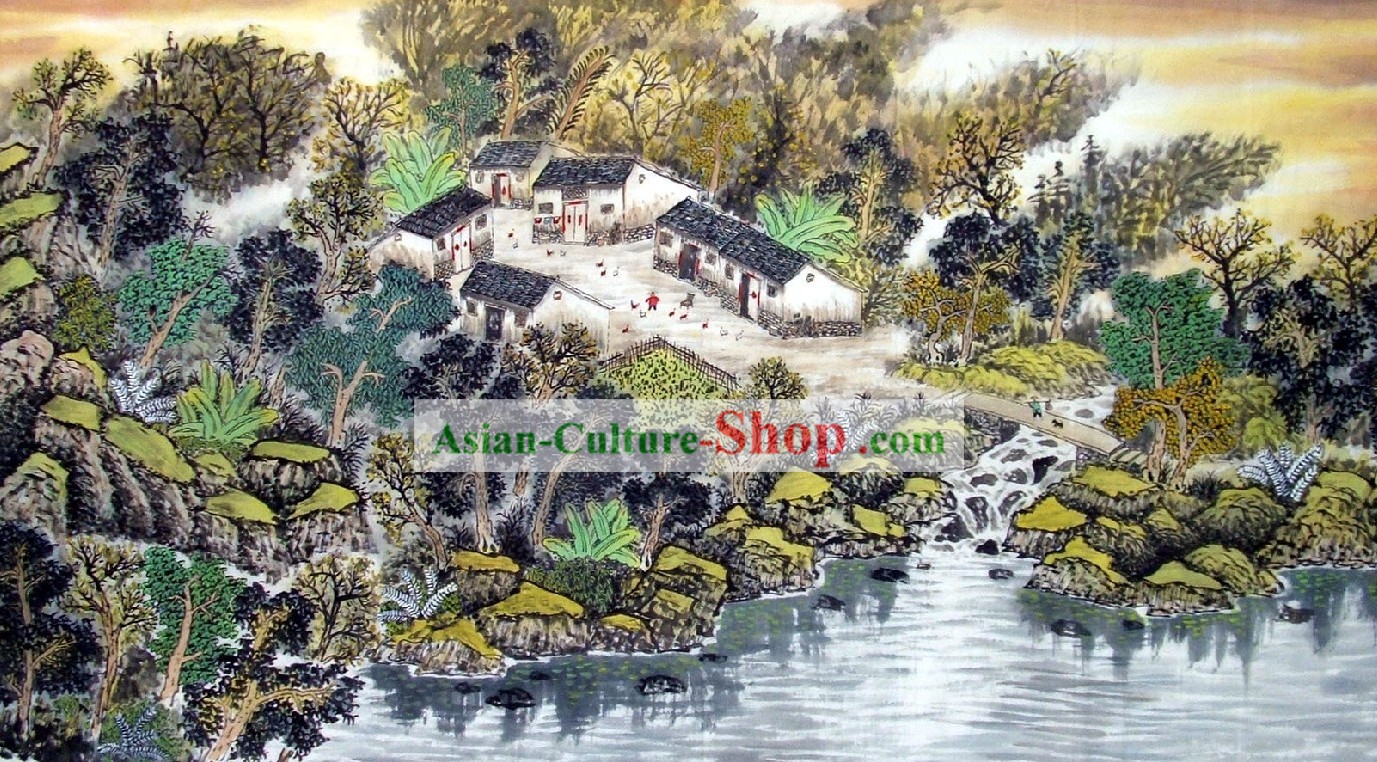 La pintura de paisaje chino - Aldea de Paz