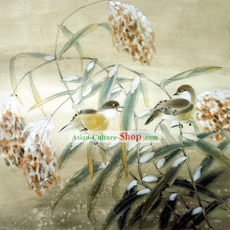Pintura Tradicional China - Aves Doble pintura por Qin Shaoping