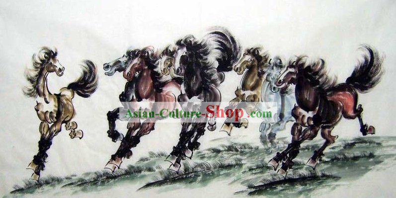 Traditional Chinese Watercolour Paintings - Running Horses