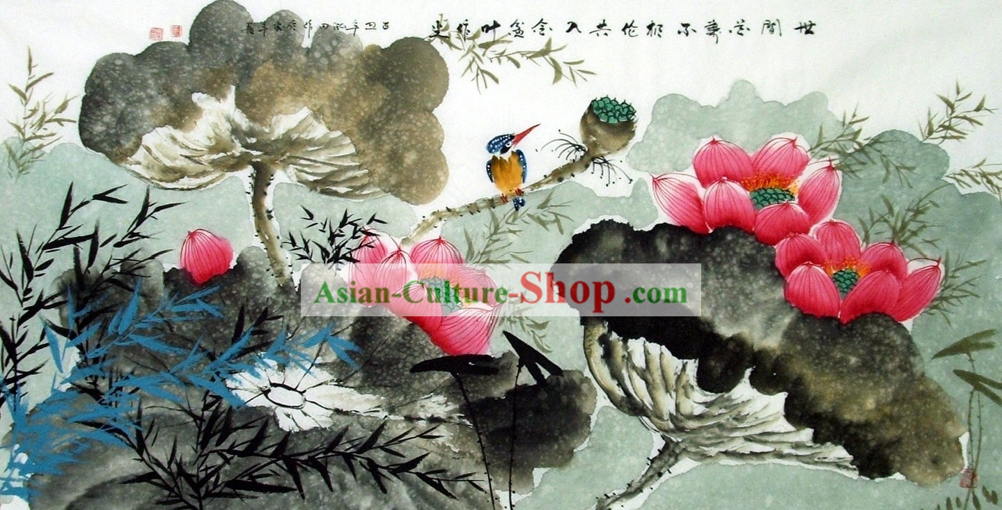 Pintura Tradicional China Lotus por Liao Hongtian