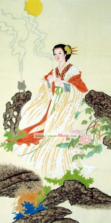 Pintura china tradicional Dama Antigua por Liu Lanting