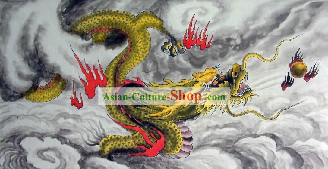 Dragón tradicional pintura china de He Lin