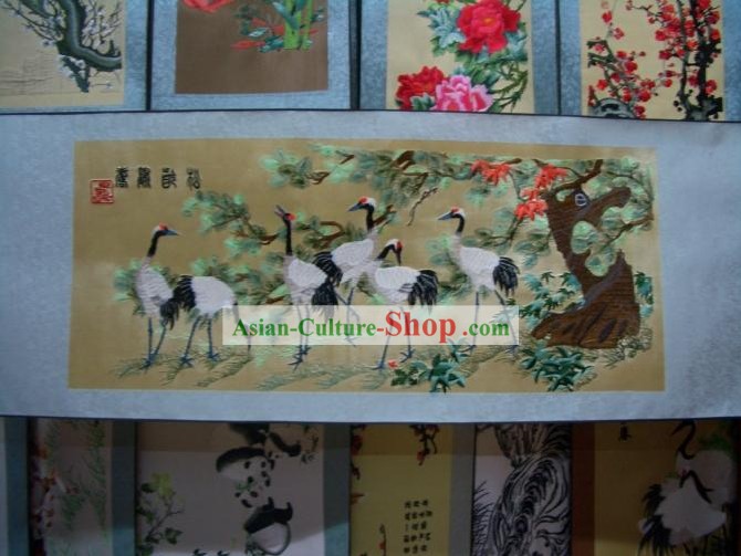 Chinese Silk Crane Painting