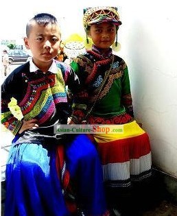 Vestidos chinos minoría Yi 2 juegos para niños y niñas