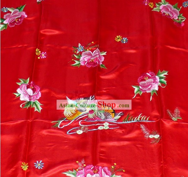 Китайская ручная вышивка одеяло-китайские утки, Пион