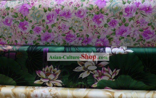 Tradicional verde Lotus tela de seda pura