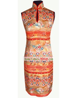 Традиционные Мандарин ручной работы Красочные Cheongsam Шелковый Цветочный