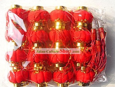 Tradicional china Lucky Red Lantern 16 piezas Set Linternas/miniatura