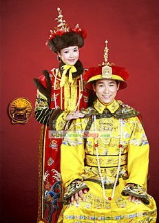 Chinese Traditional Emperor and Empress Costumes Complete 2 Sets