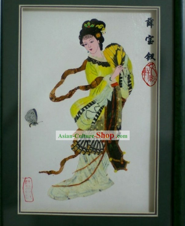 Hecho a mano Alas de mariposa real Pintura - Xue Baochai en Sueño del Pabellón Rojo