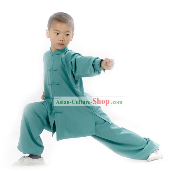 어린이를위한 중국어 전문 플렉스 긴 소매 무술 태극권 유니폼 세트