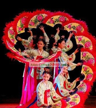 Traditionnelle Fan Pivoine danse des plumes