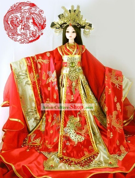 Supreme Chinese Ancient Empress Clothing and Hair Decoration Complete Set