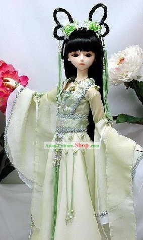 Chinese Ancient Beauty Light Green Clothing Complete Set
