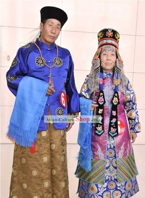 Chinesa da Mongólia Roupas e mongol Hat 2 conjuntos para homens e mulheres