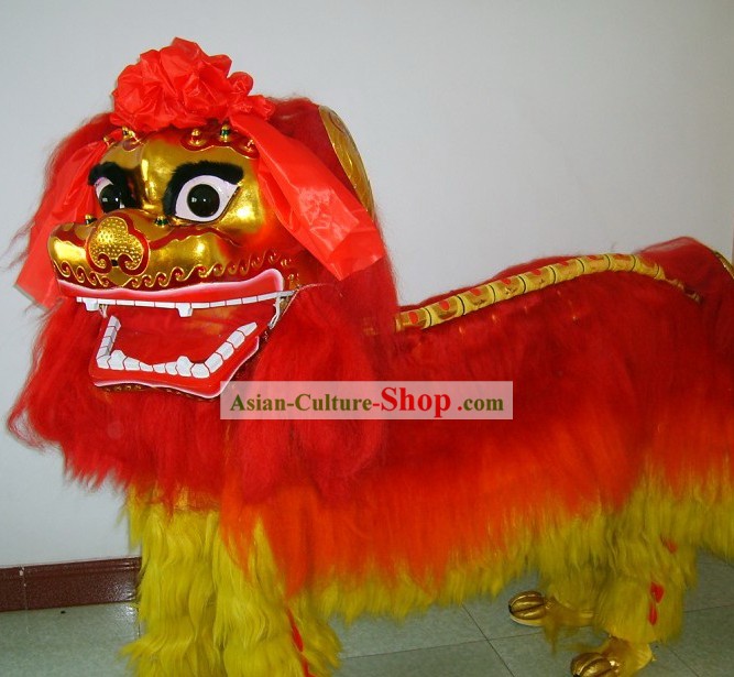 Suprême traditionnel de Pékin long Yak Fourrure Costumes de Danse du Lion Complete Set