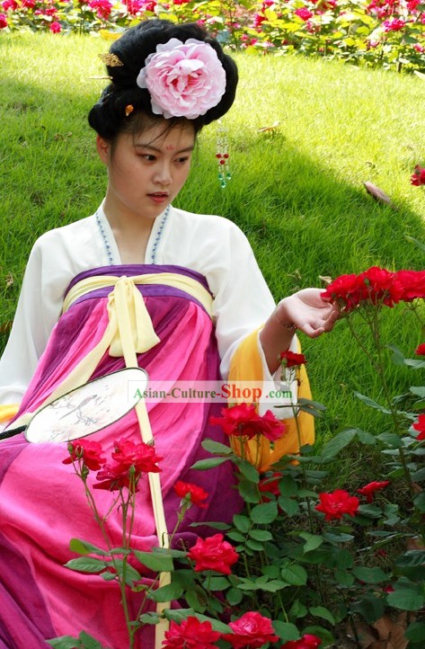 China Tang Dynasty Women Dress and Headpiece Set