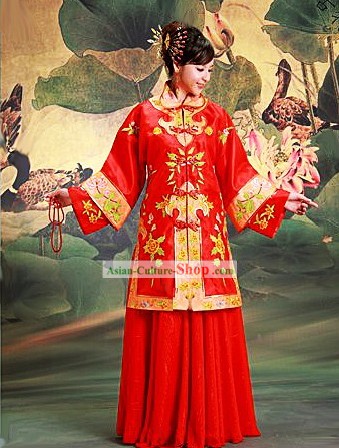 Chinese Classical Mandarin Lucky Red Wedding Dress