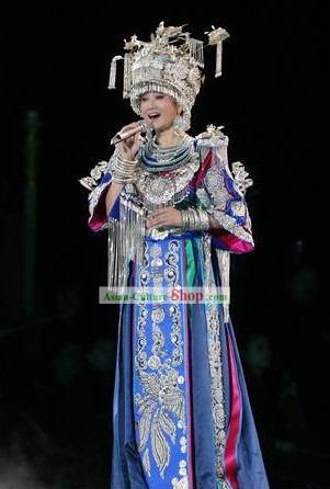 China Miao Minority Costumes and Hat Complete Set