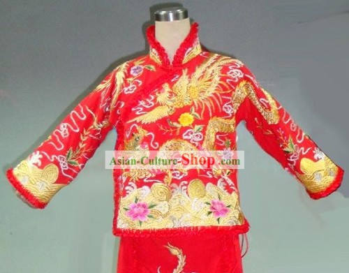 여성 중국어 클래식 럭키 레드 수제 웨딩 드레스