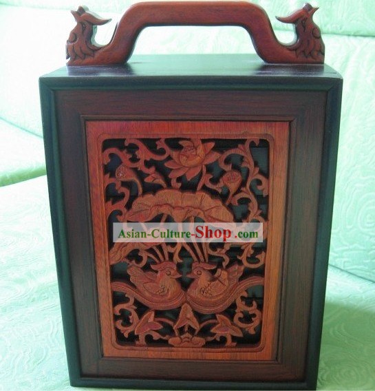Chinese Classical Mandarin Ducks Mahjong Wooden Box